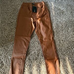 Fashion Nova Tan Faux Leather Pants